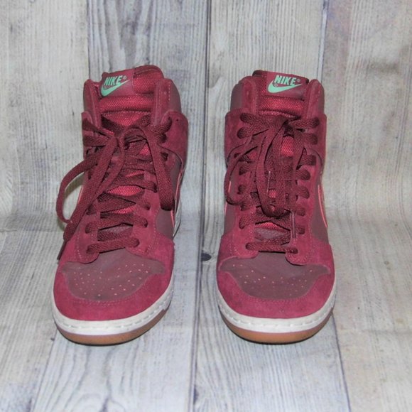 NIKE Dunk Sky High Essential Team Red Wedge Heel Sneakers Womens Size 9 - Picture 4 of 7